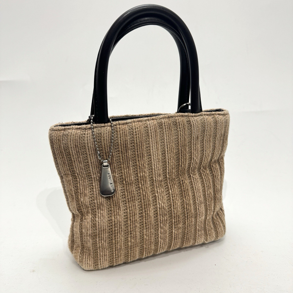 VTG Y2K Nine West Micro Mini Handbag Linen Cotton Corduroy Brown Festival Boho
